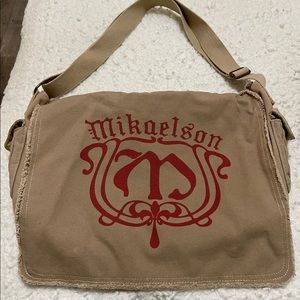 Large Mikaelson tan canvas messenger bag